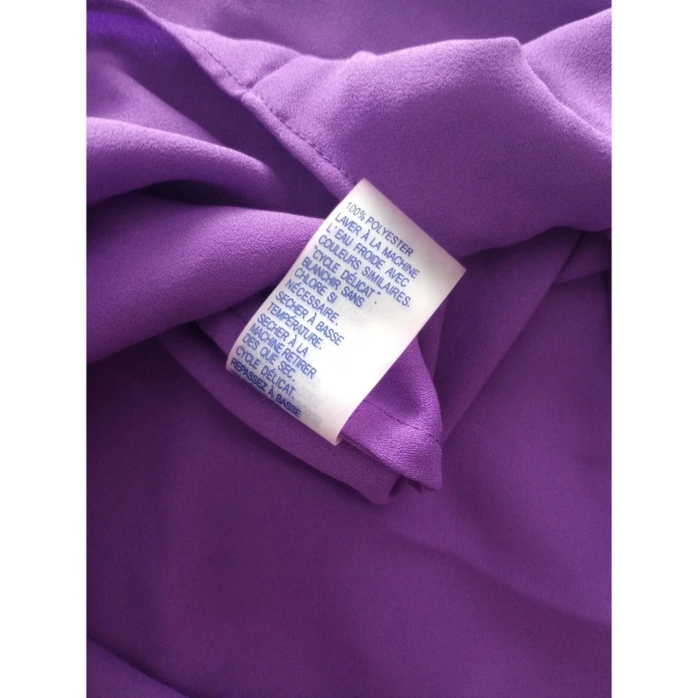 Peter Nygard Purple Long Sleeve Top Sz 18W Pin Tucks Crochet Lace Sleeve Solid